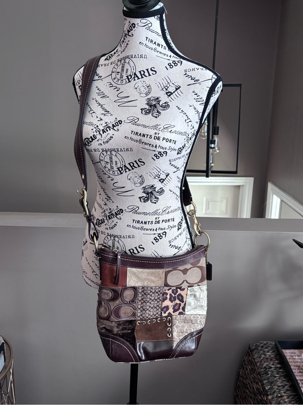Coach Brown Multi Patchwork Crossbody Bag